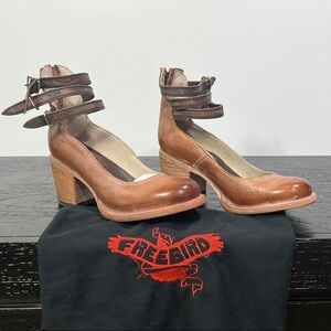 Freebird Brown Heeled Boots with Chunky Block Design